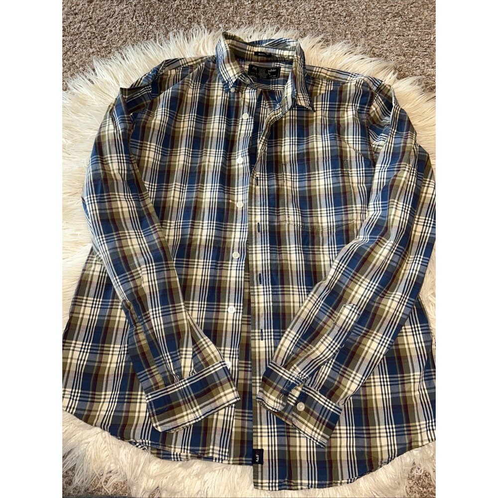 Large Men’s Abercrombie & Fitch Muscle Fit Button Down Plaid Shirt Earth Tones
